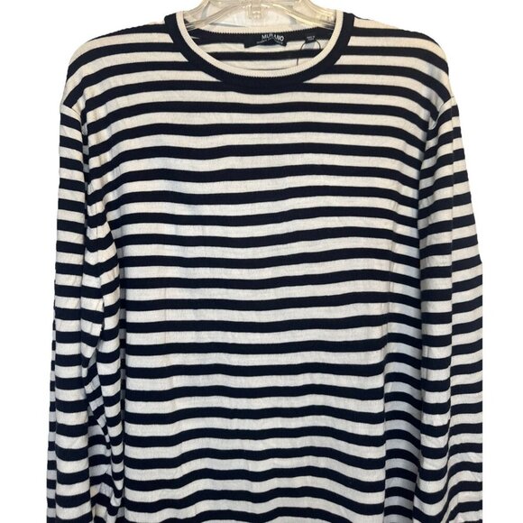 Murano Modern Performance Men’s BLACK IVORY Striped Long Sleeve Sweater Sz XXL - Picture 2 of 11